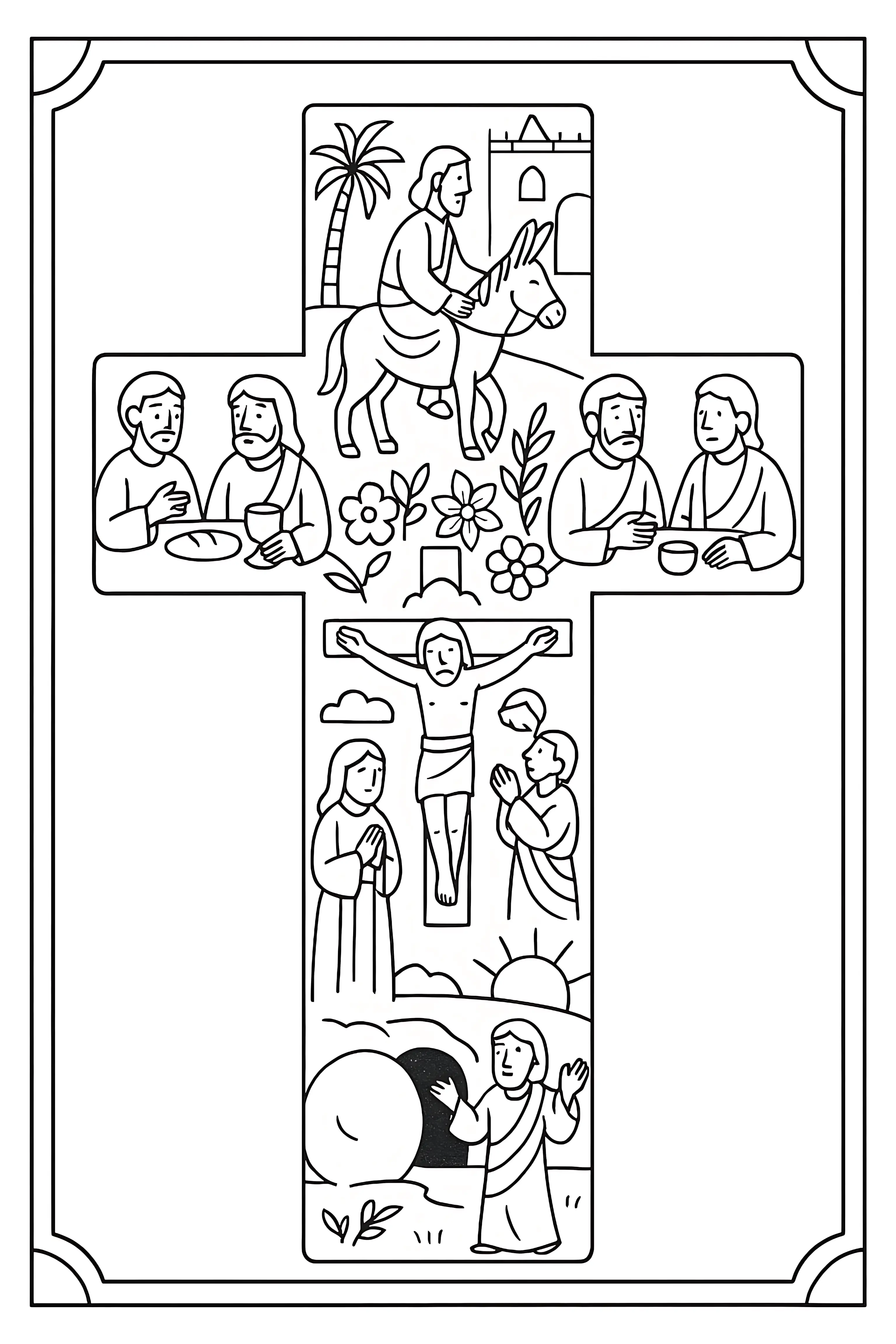 Easter Cross Coloring Page