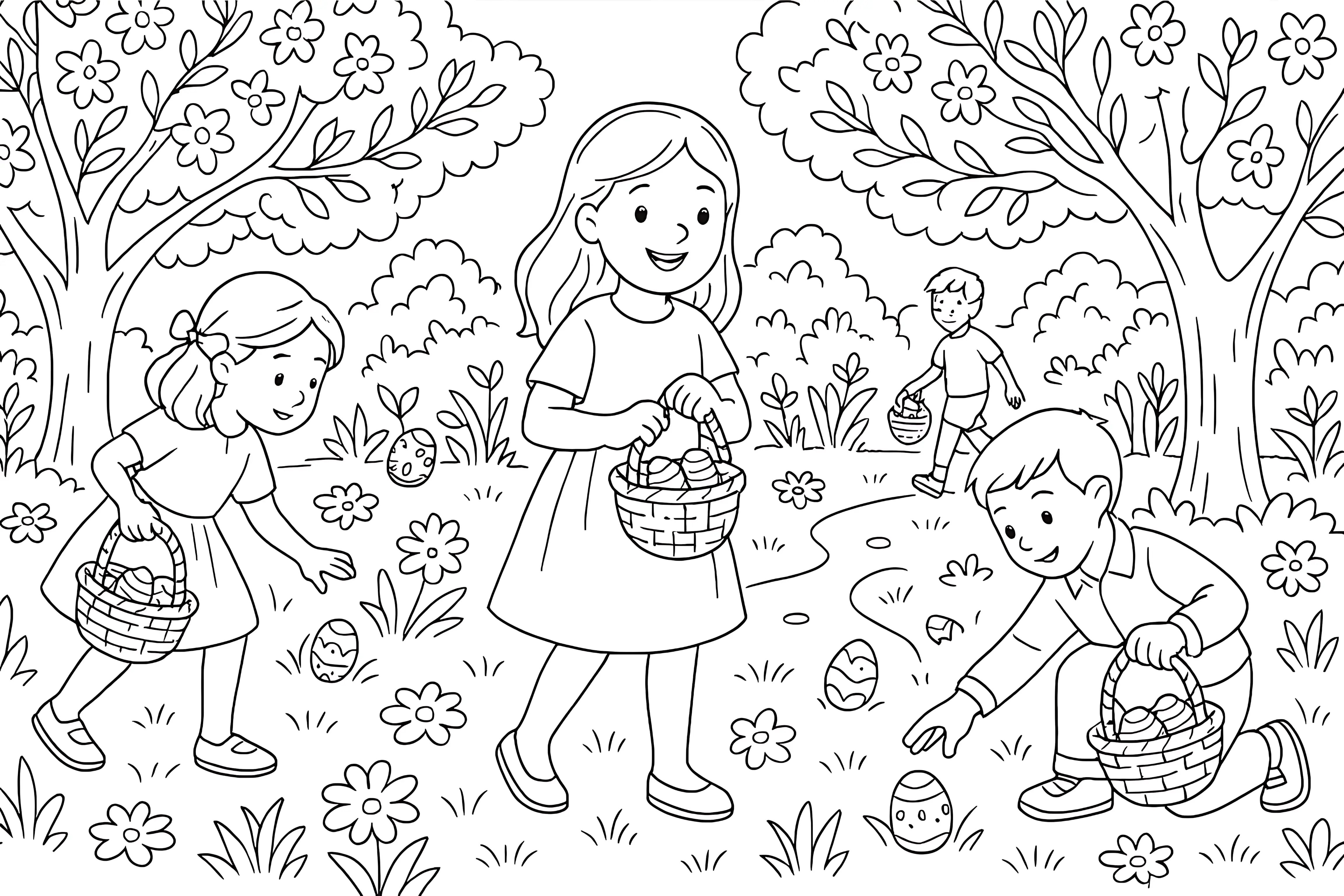 Easter Egg Hunt Coloring Page
