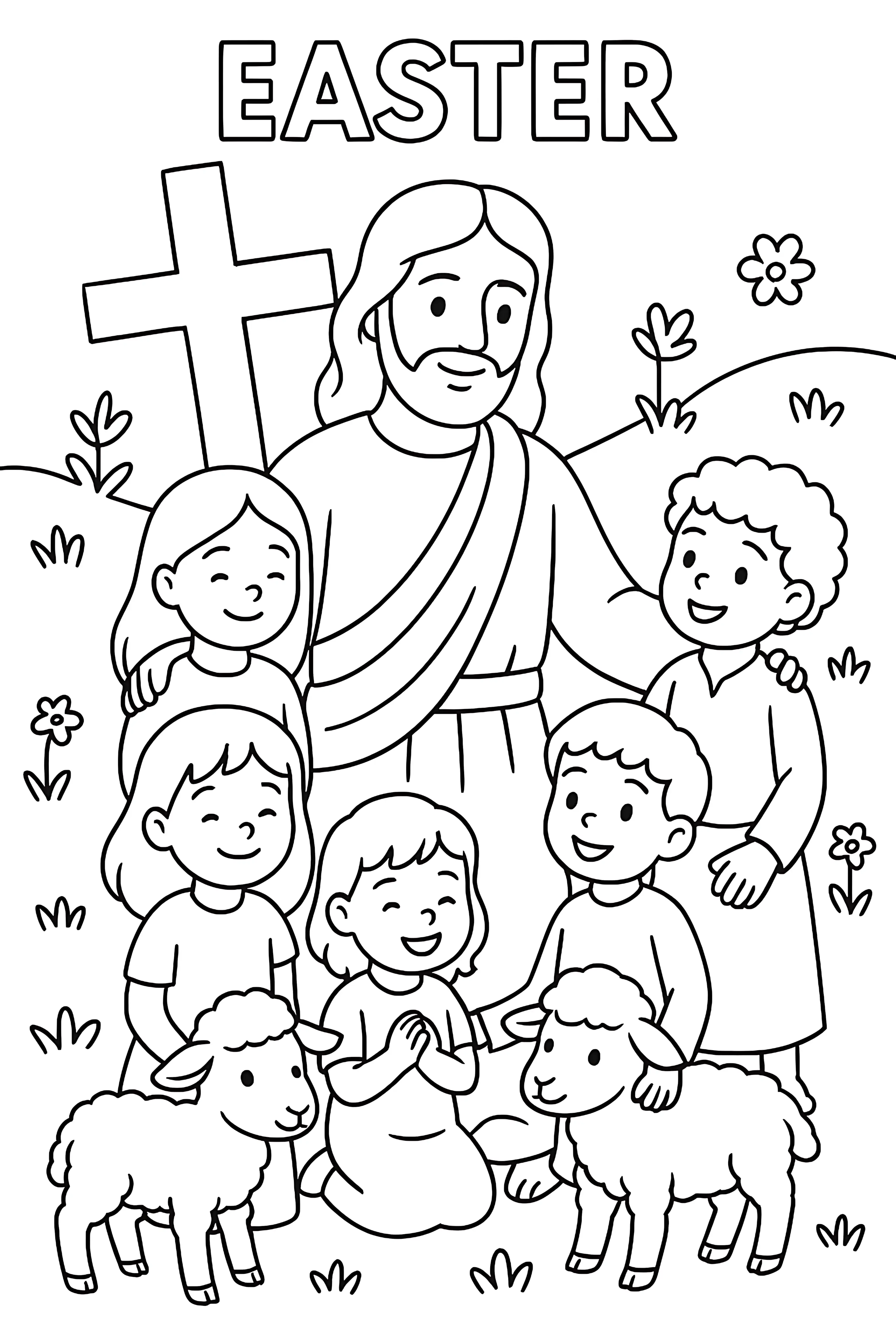 Easter Jesus Kids Lambs