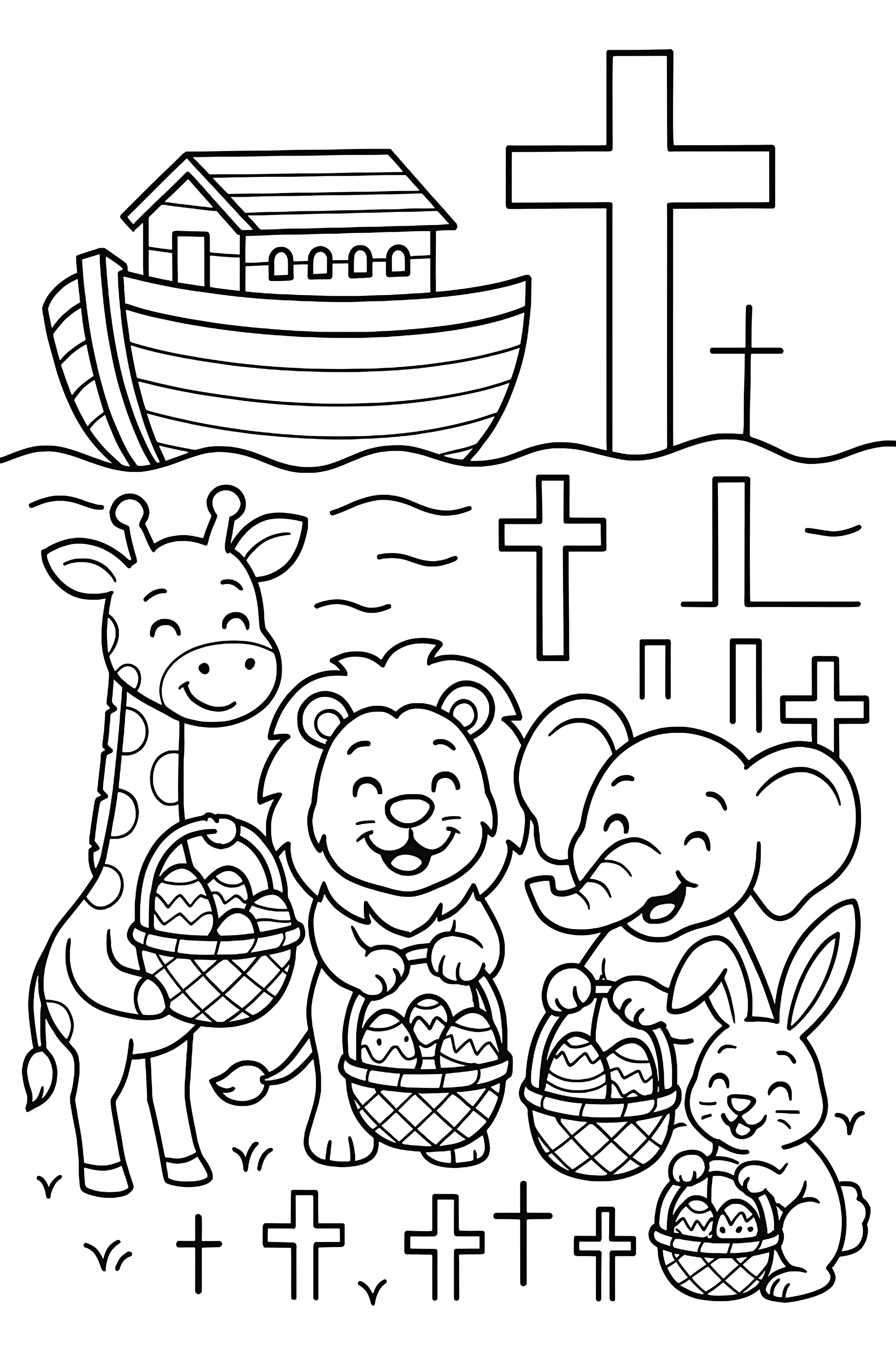 Noah Ark Easter Coloring Page
